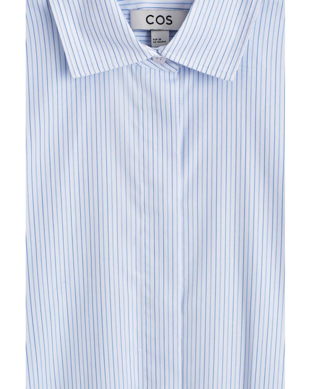 COS Blue Cutaway-Collar Striped Cotton-Blend Shirt