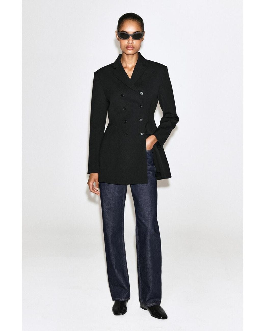COS Black Double-Breasted Peplum Blazer