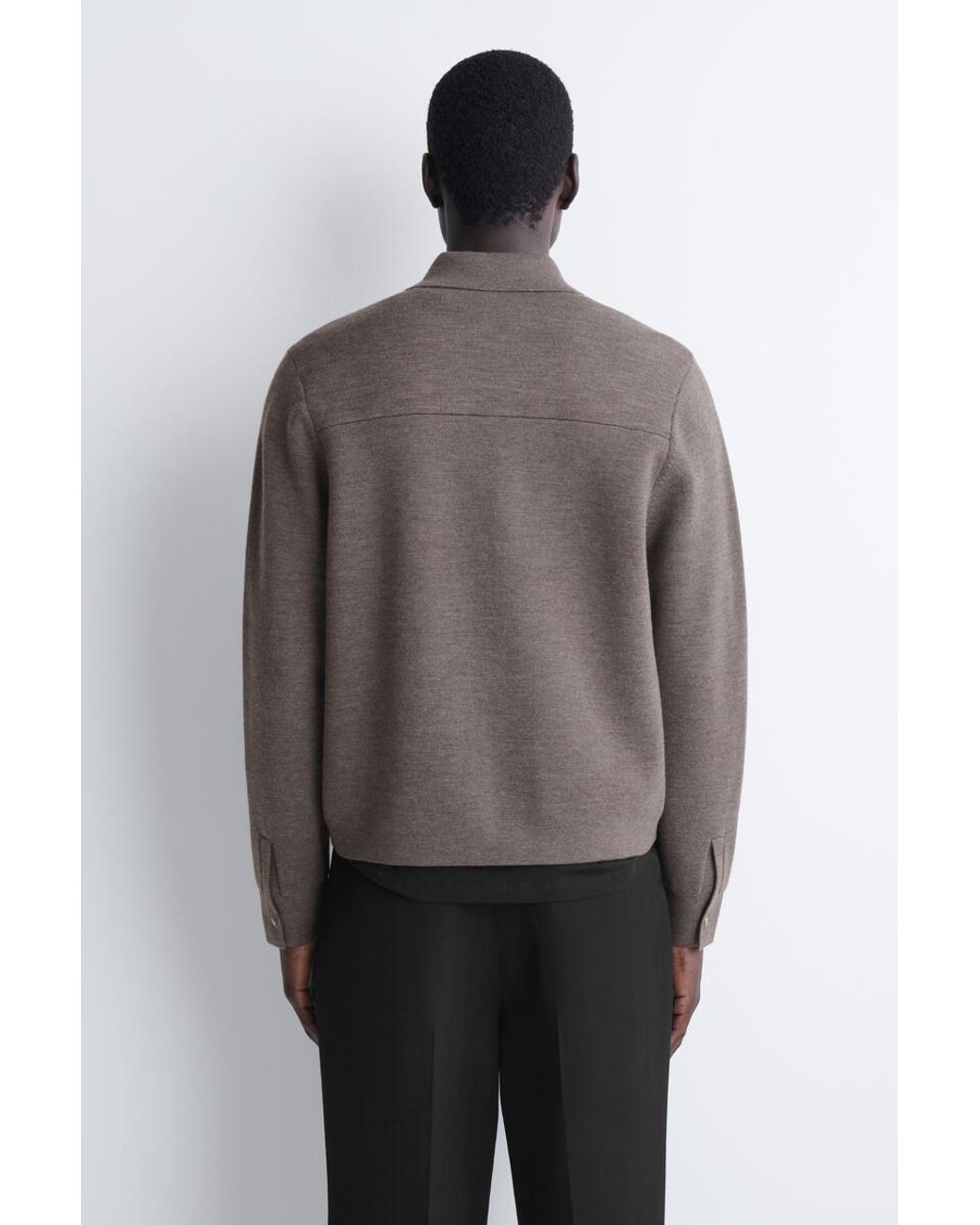 COS Brown Merino Wool Harrington Jacket for men