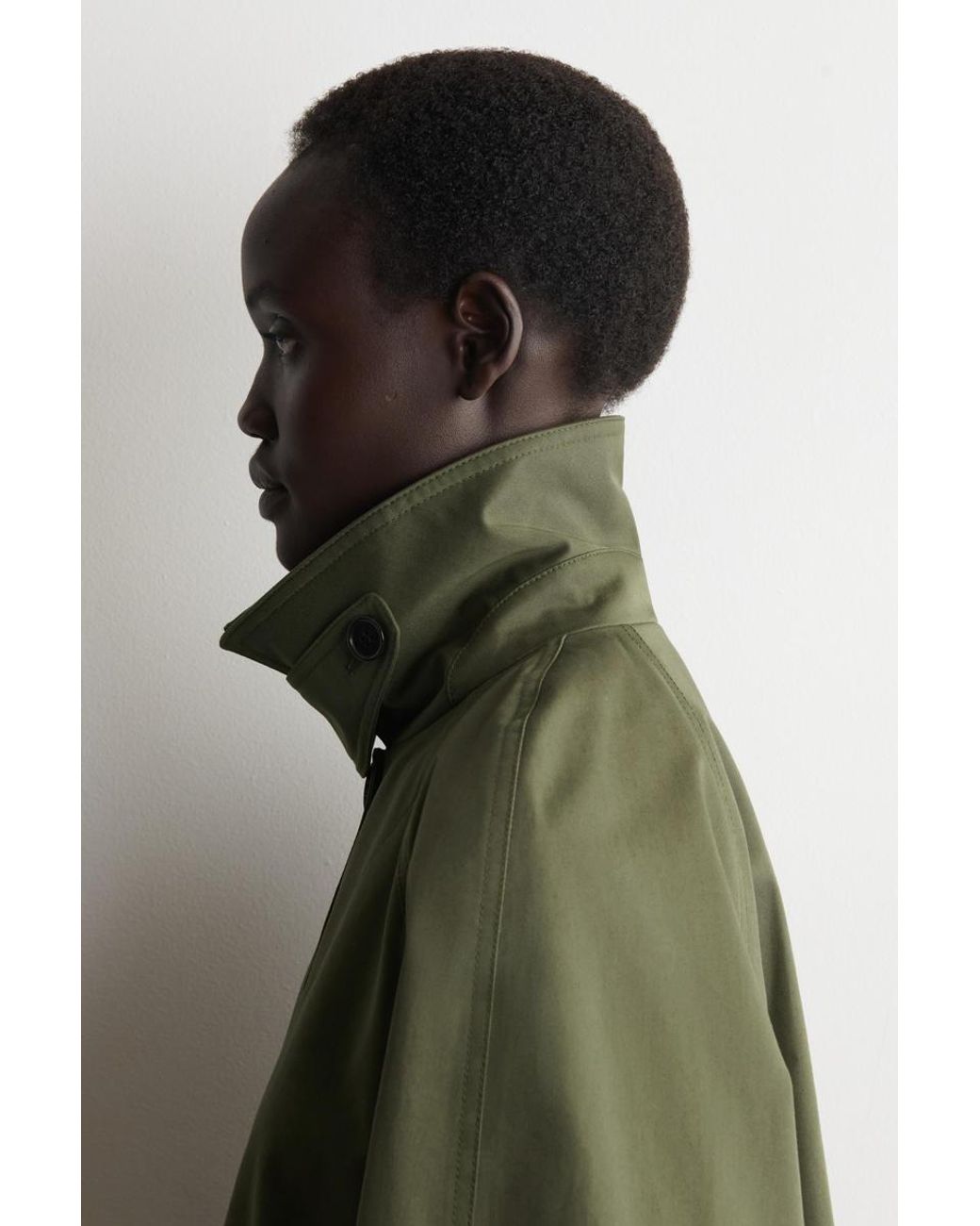COS Green A-Line Cotton-Twill Jacket
