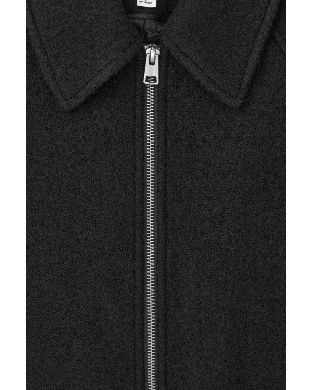 COS Oversized Boiled-wool Jacket in Black | Lyst