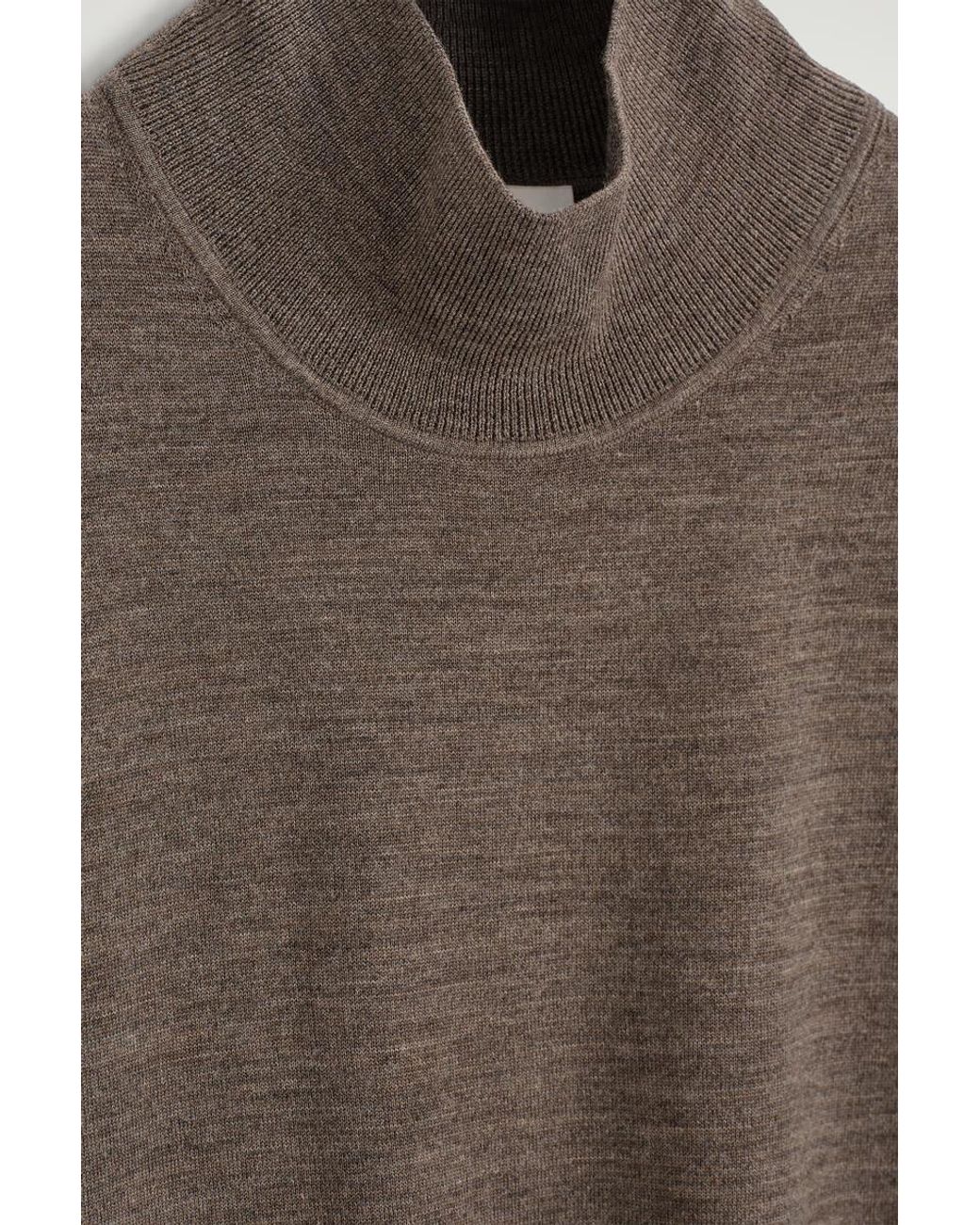 COS Brown Merino Wool Mock-Neck Tank