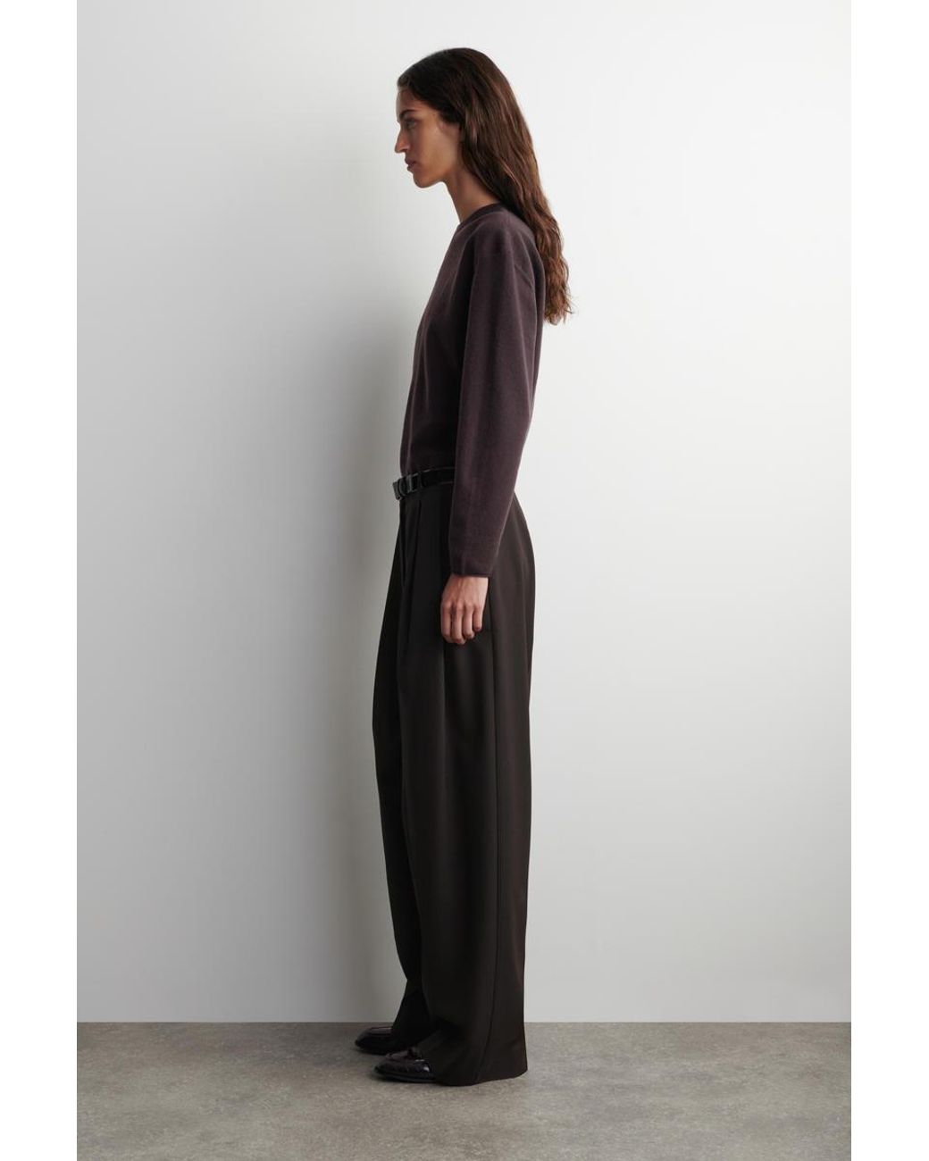 COS Brown Merino Wool Crew-Neck Sweater