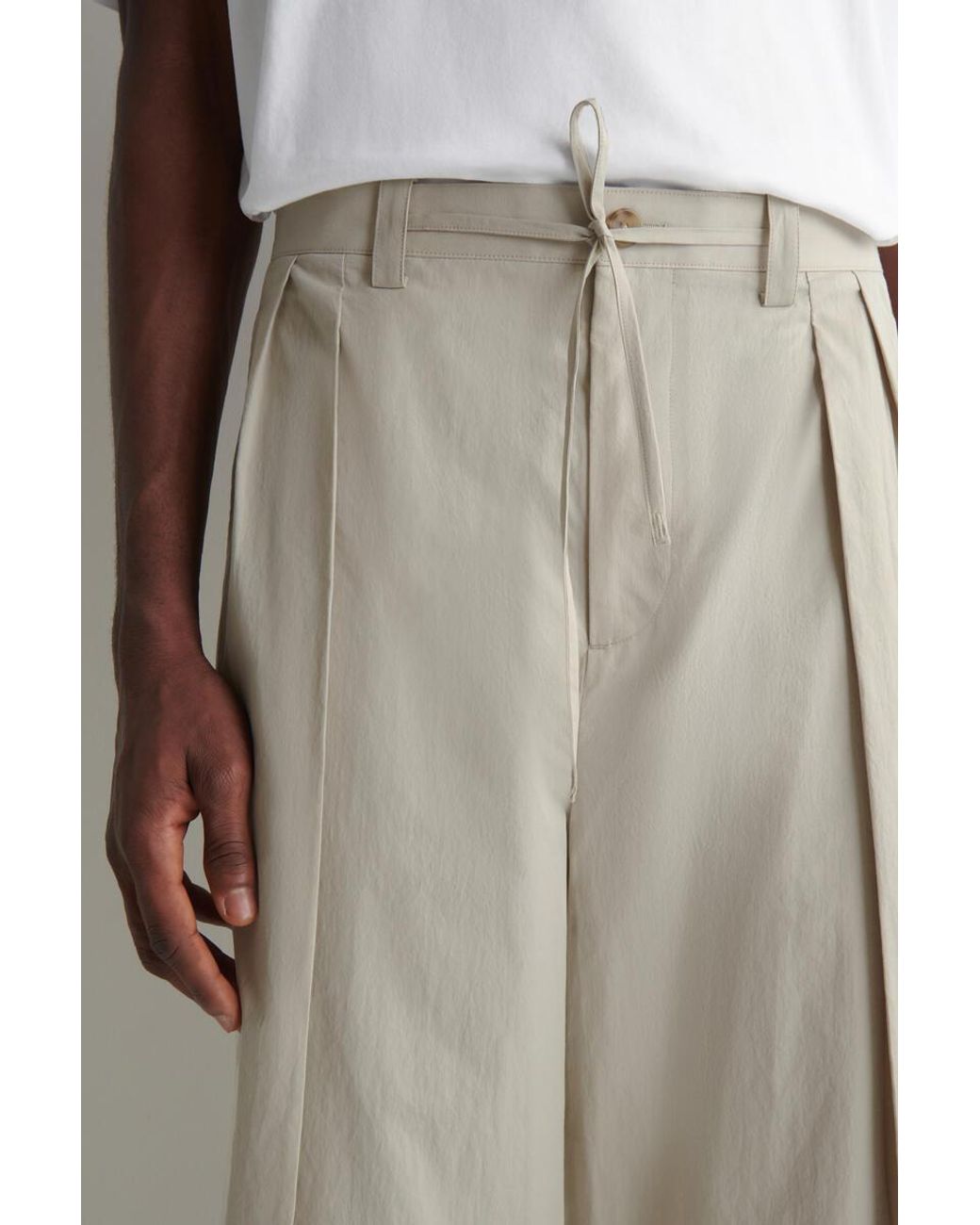 COS White Cotton Relaxed Wide-Leg Drawstring Pants for men