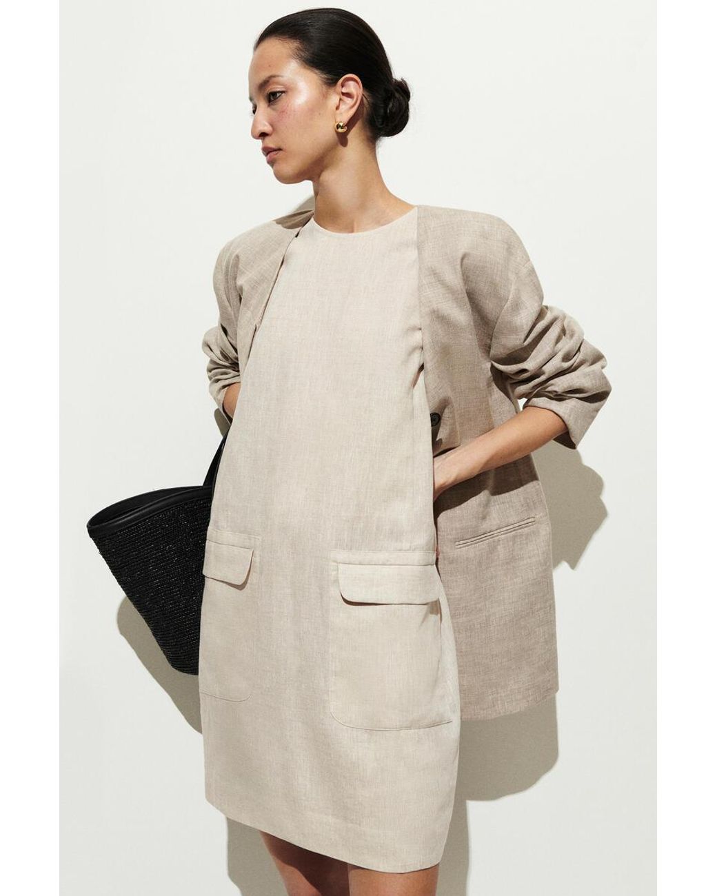 COS Natural Linen Mini Shift Dress