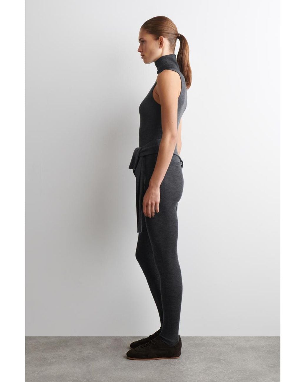 COS Black Seamless Merino Wool Turtleneck Top