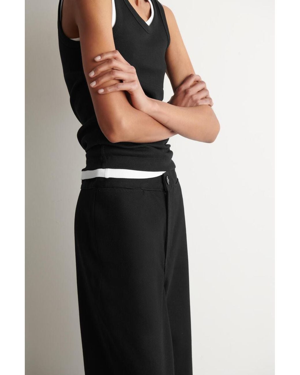 COS Black Cropped Wide-Leg Denim Trousers