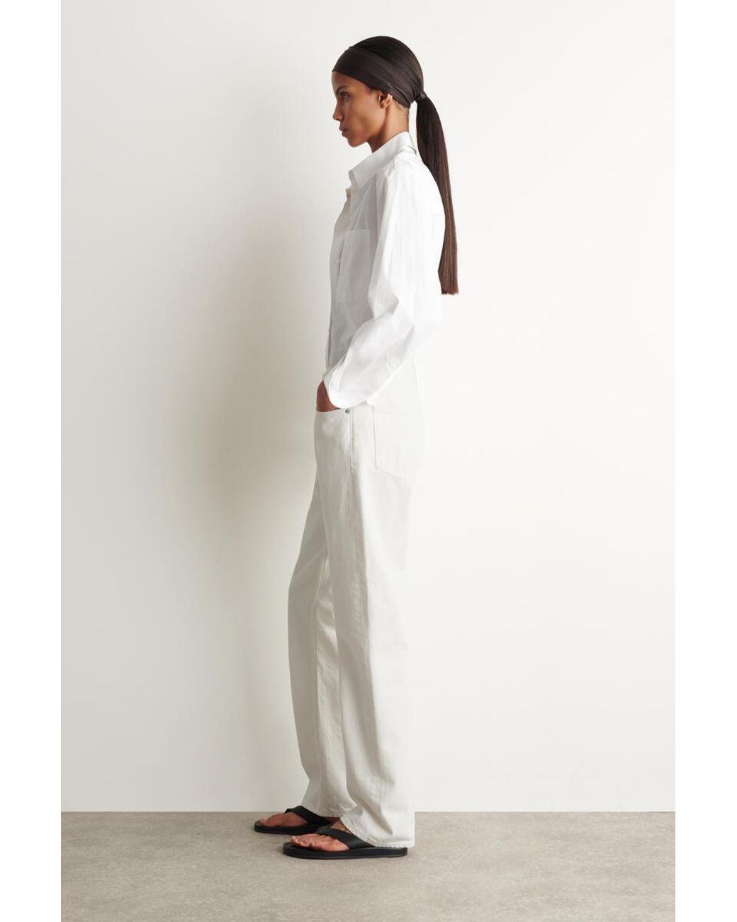 COS White Chord Straight-Leg Jeans