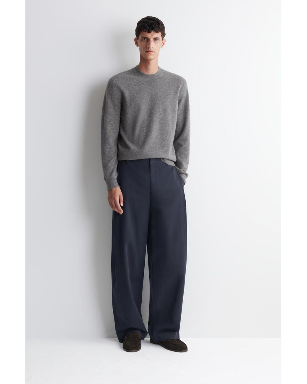 COS Gray Cashmere Crew-Neck Jumper for men