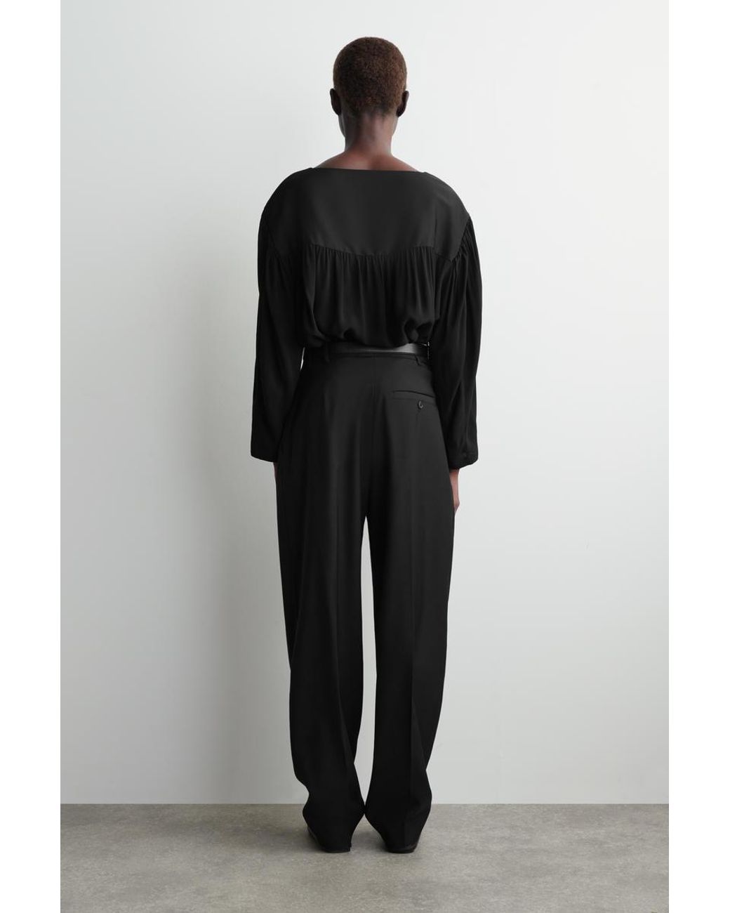 COS Black Voluminous Contrast-Panel Blouse
