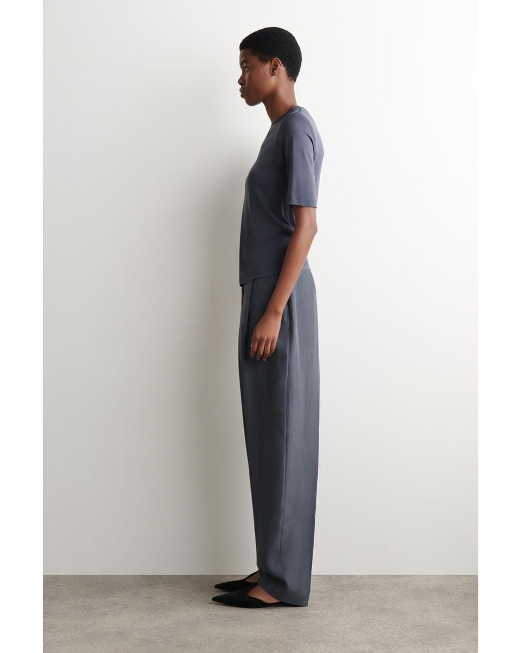 COS Blue Fluid Silk T-Shirt