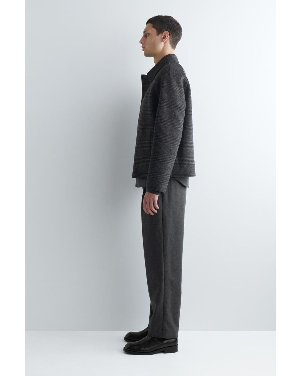 COS Black Reversible Checked Herringbone Wool Jacket for men