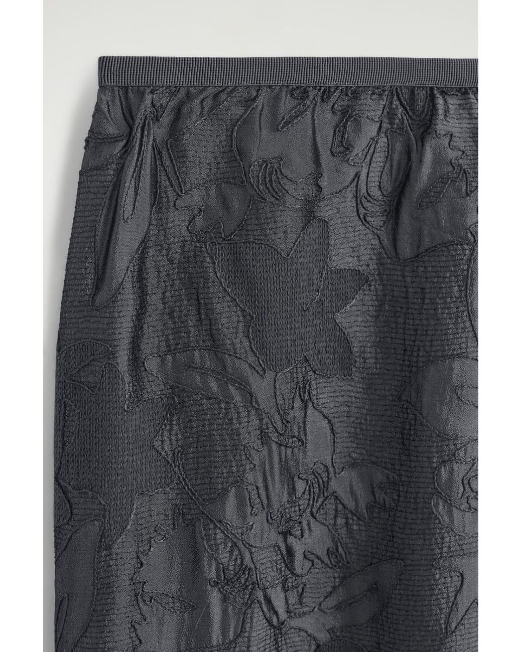 COS Gray Embroidered Sheer Column Skirt