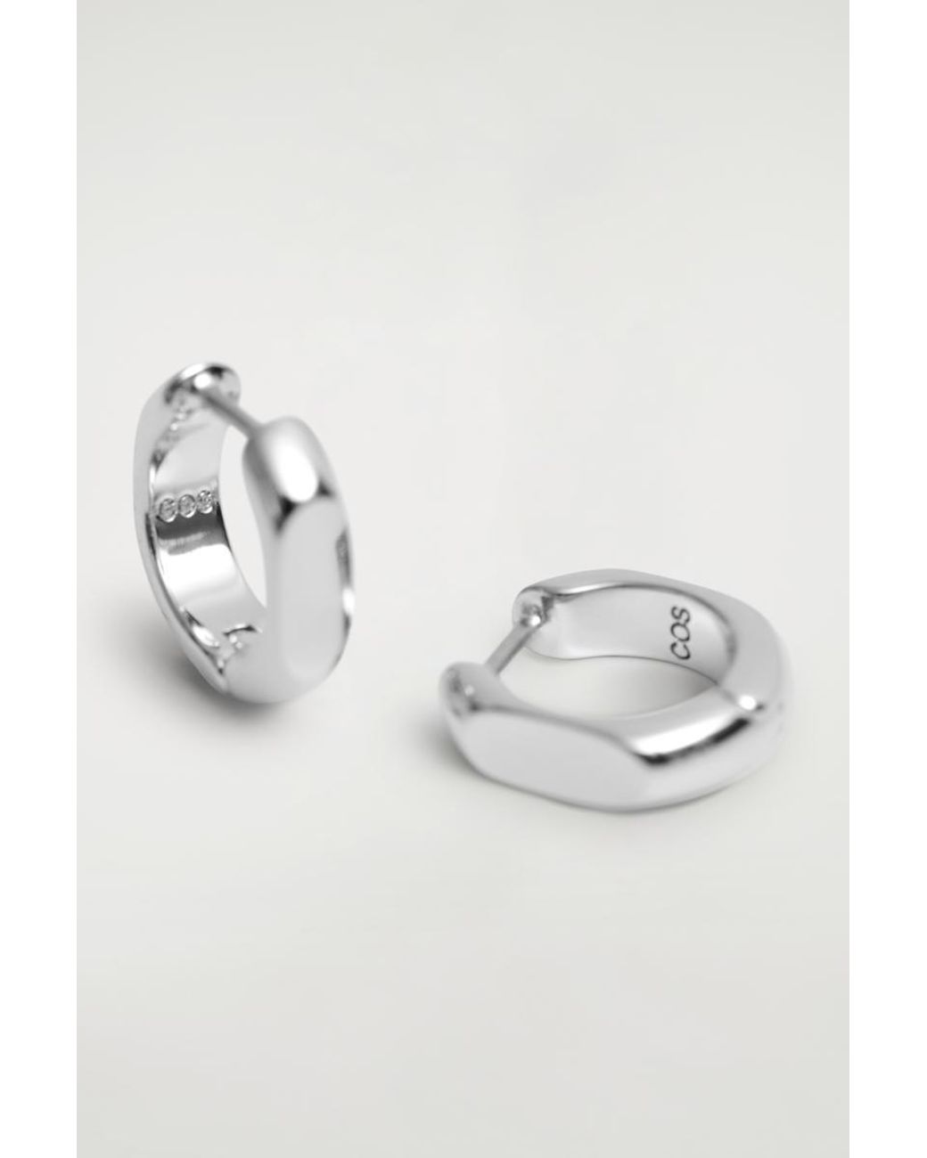 COS Gray Sculpted Mini Hoop Earrings