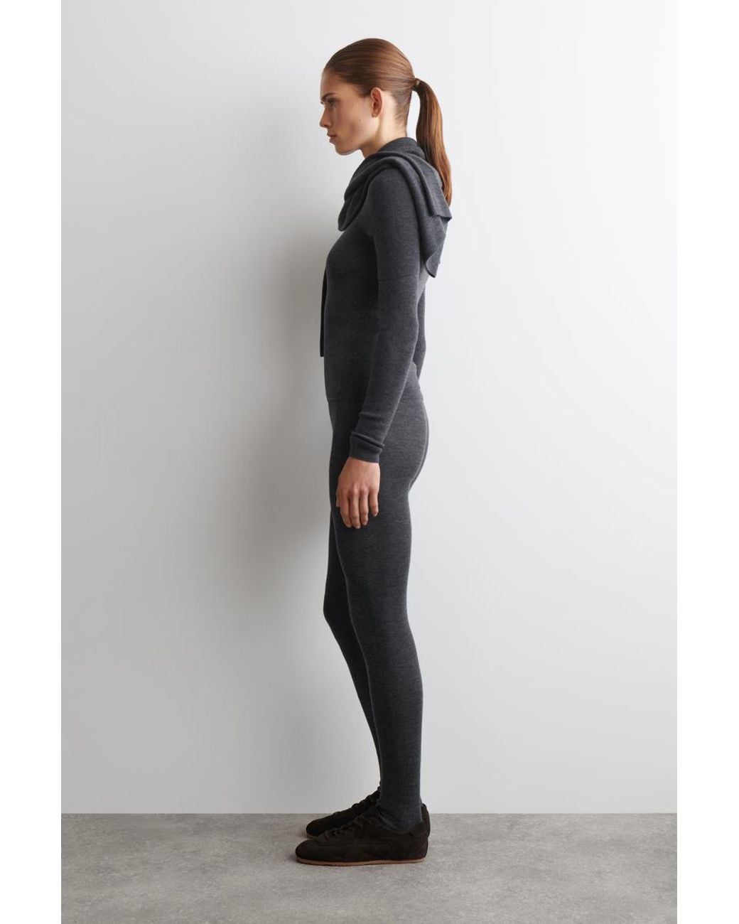 COS Blue Seamless Merino Wool Leggings