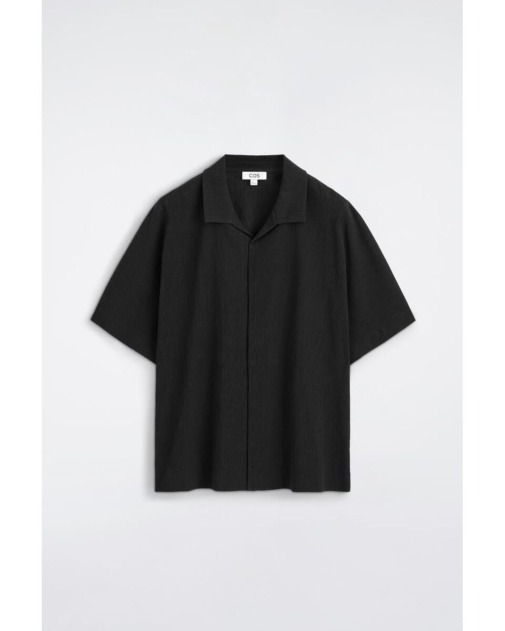 COS Black Crinkled-Cotton Shirt for men