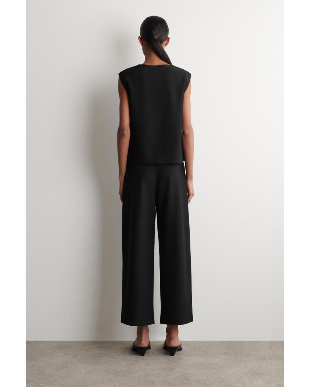 COS Black Cropped Straight-Leg Trousers