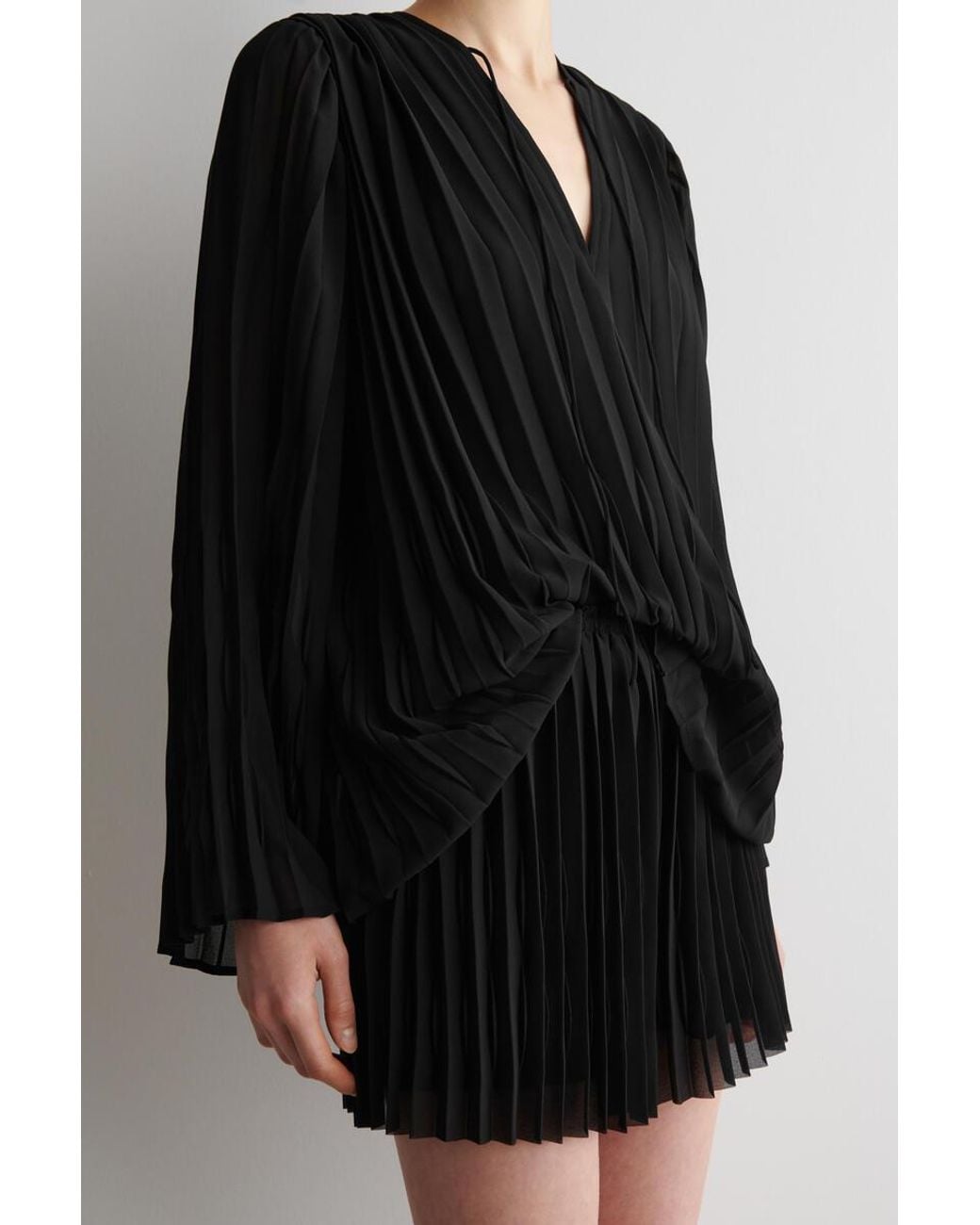 COS Black Pleated Georgette Shorts