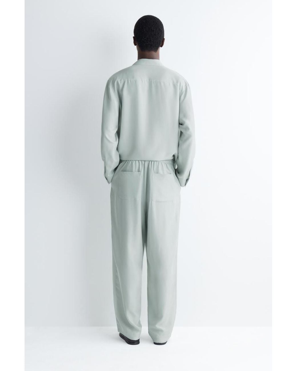 COS White Silk Relaxed-Fit Straight-Leg Trousers for men