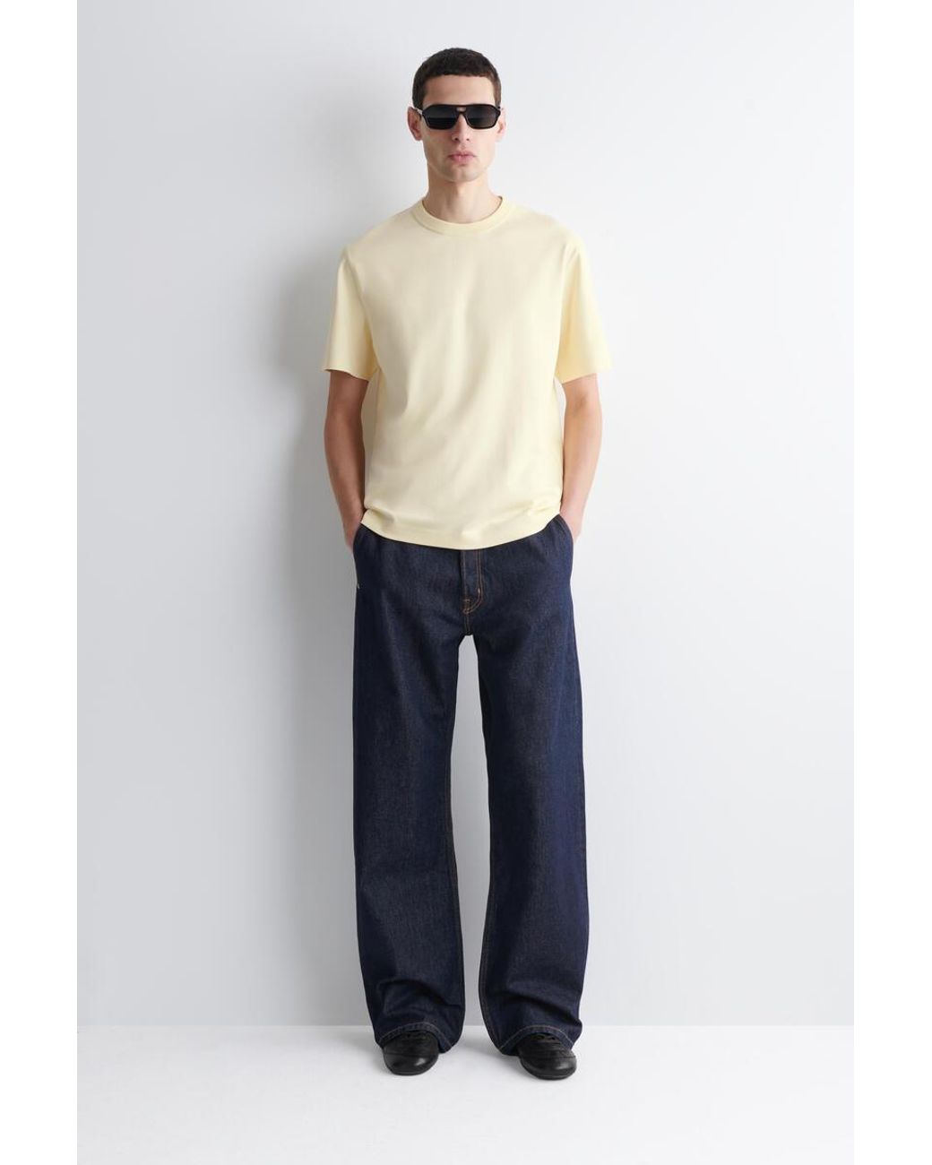 COS Yellow Interlock Cotton Crew-Neck T-Shirt for men