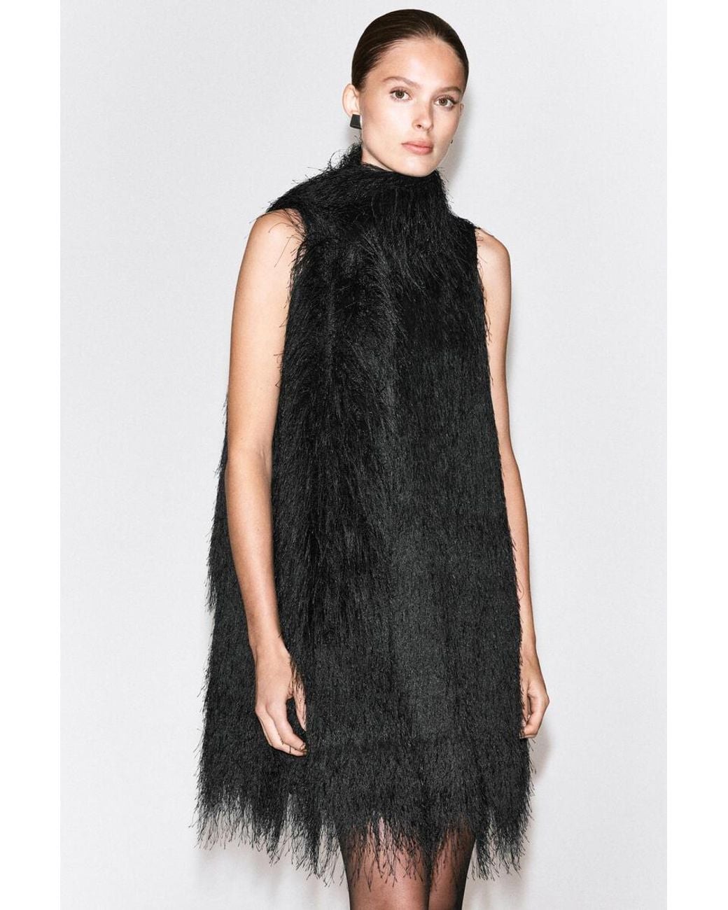 COS Black Fringed Mini Dress
