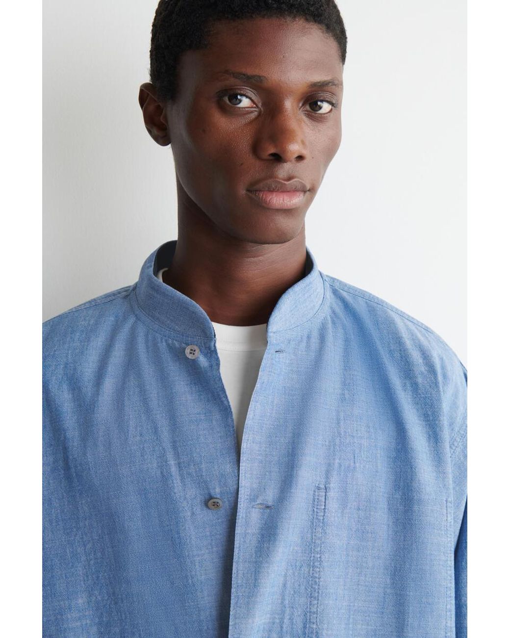 COS Blue Bomber-Style Denim Shirt for men
