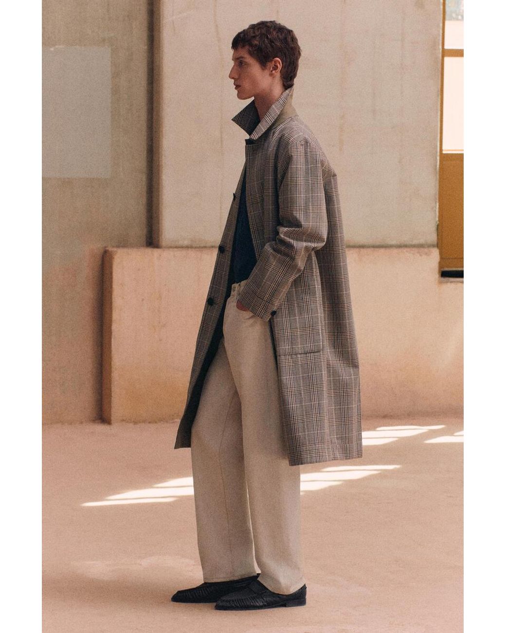 COS Natural Reversible Checked Car Coat for men