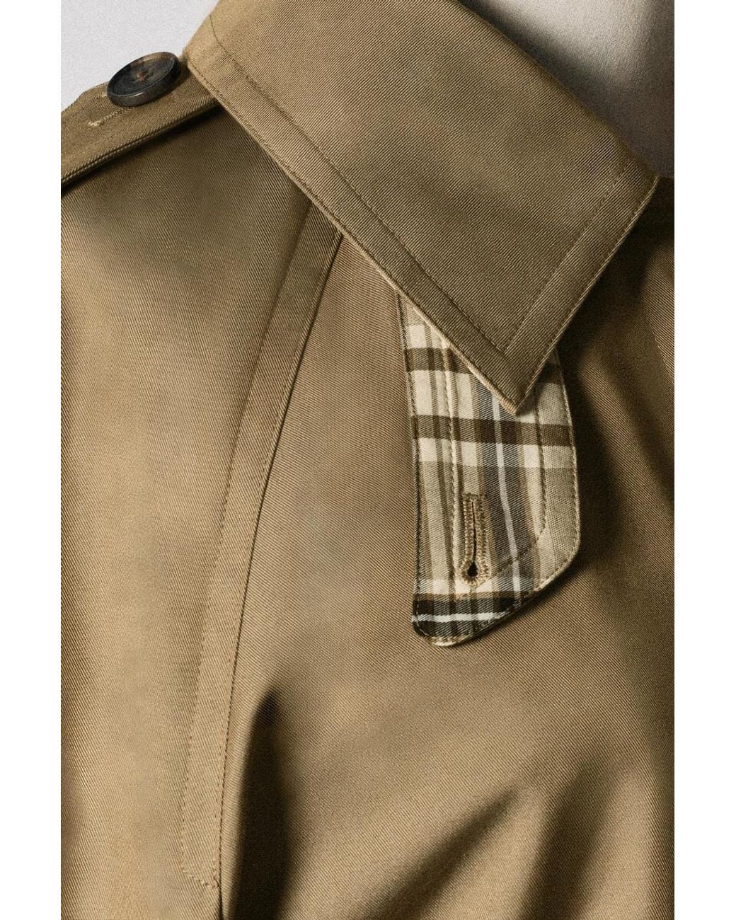 COS Natural Check-Detail Belted Cotton Trench Coat