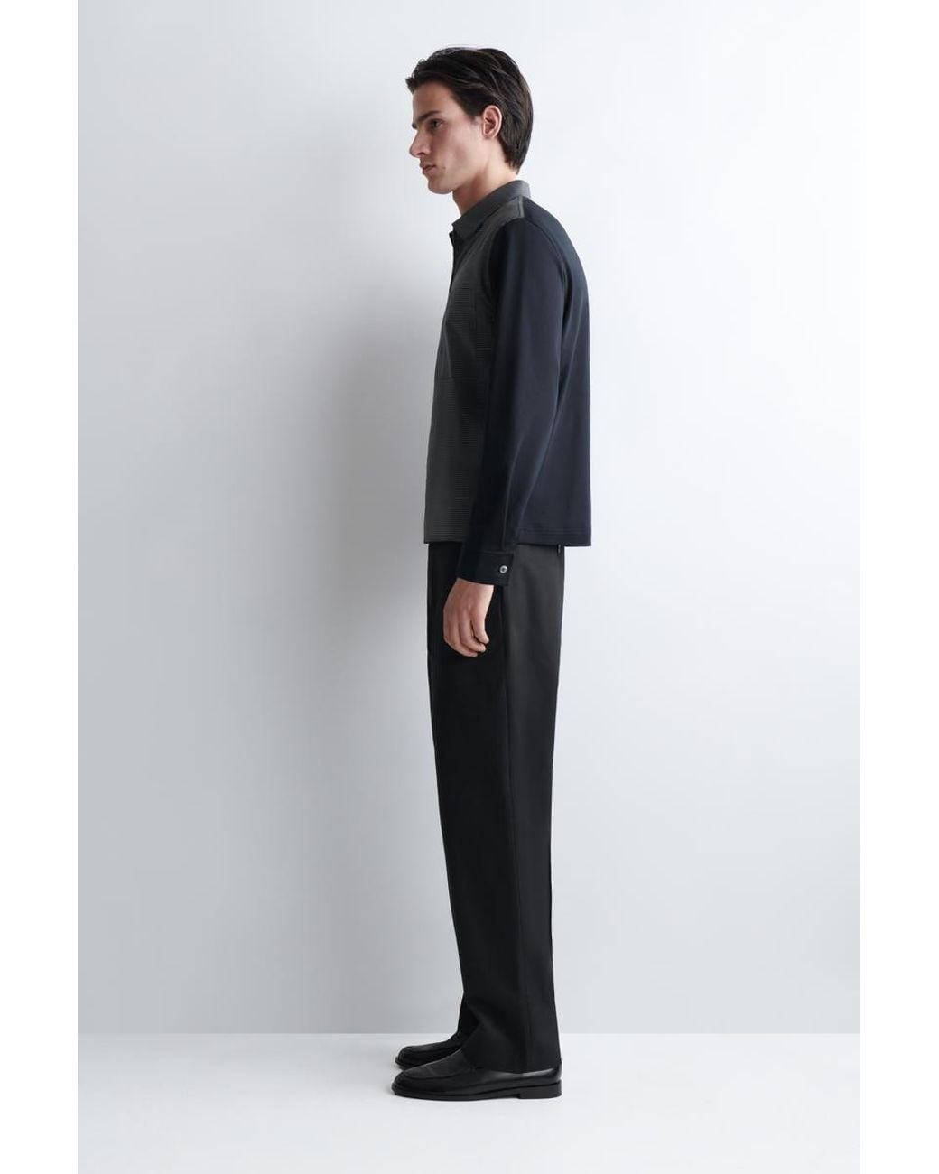 COS Gray Jersey-Panelled Checked Harrington Jacket for men