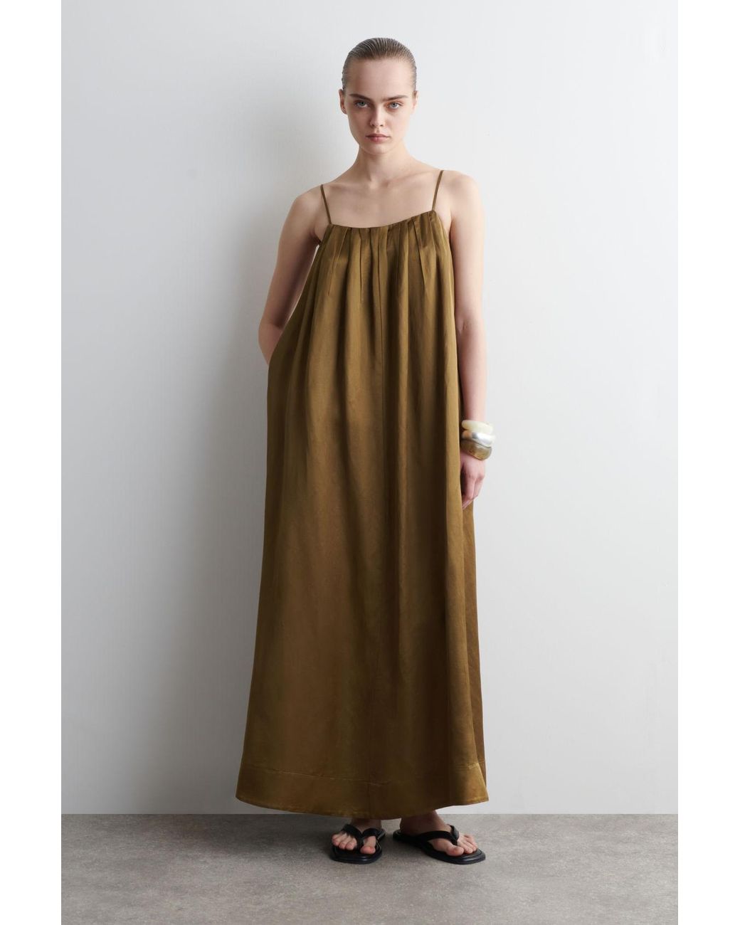open lace back dress Petal and Pup Women's GIA Pleated Halterneck Maxi Dress
