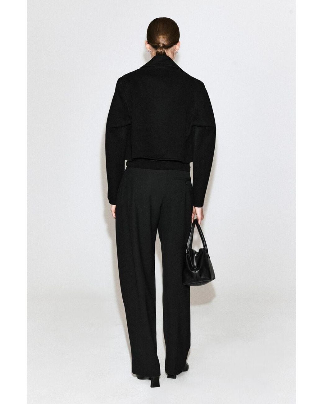 COS Black Oversized Cropped Double-Faced Wool Jacket