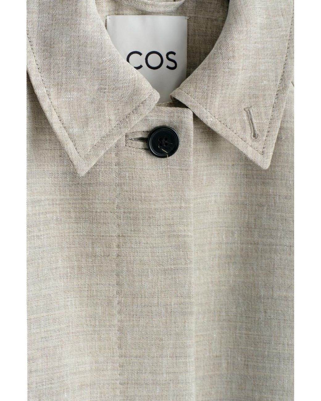 COS Gray Linen-Wool Long Trench Coat