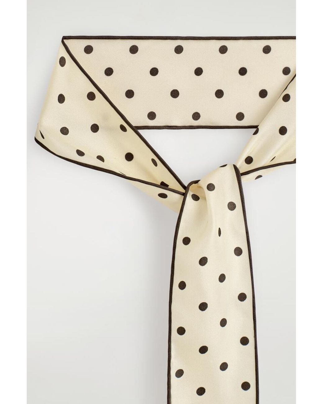 COS White Polka-Dot Silk Skinny Scarf