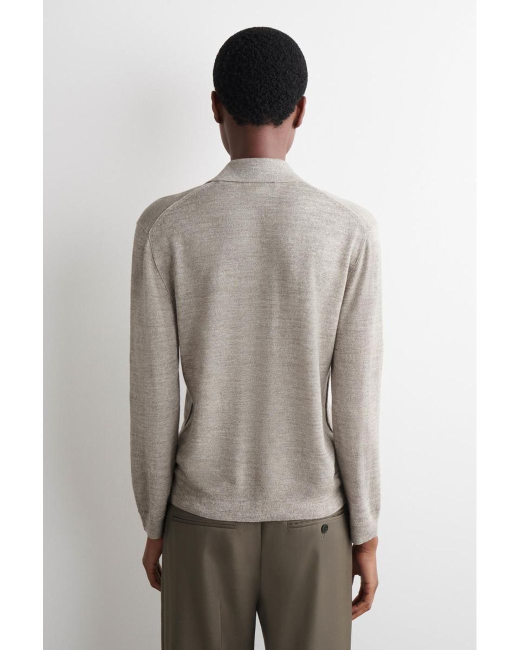 COS Gray Knitted Linen-Merino Shirt