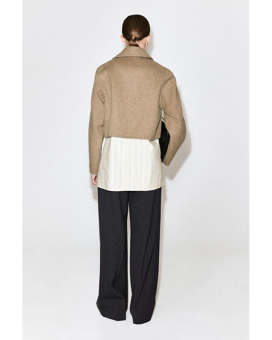 COS Natural Oversized Cropped Double-Faced Wool Jacket