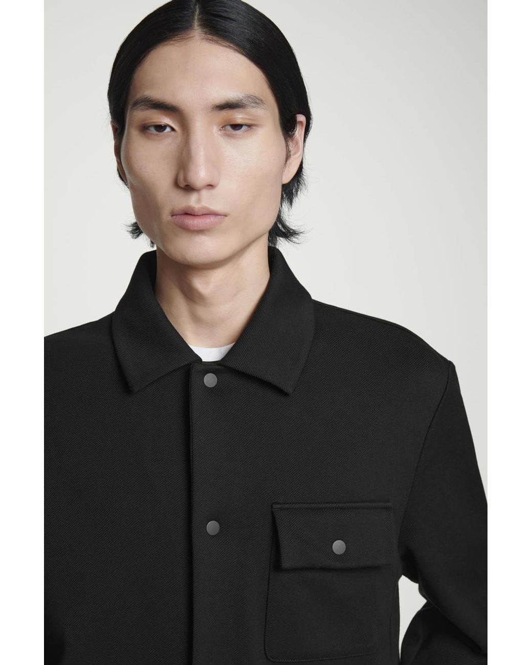 COS JERSEY-TWILL SHIRT JACKET ブラック XL COS Jersey Twill Shirt Jacket | endource
