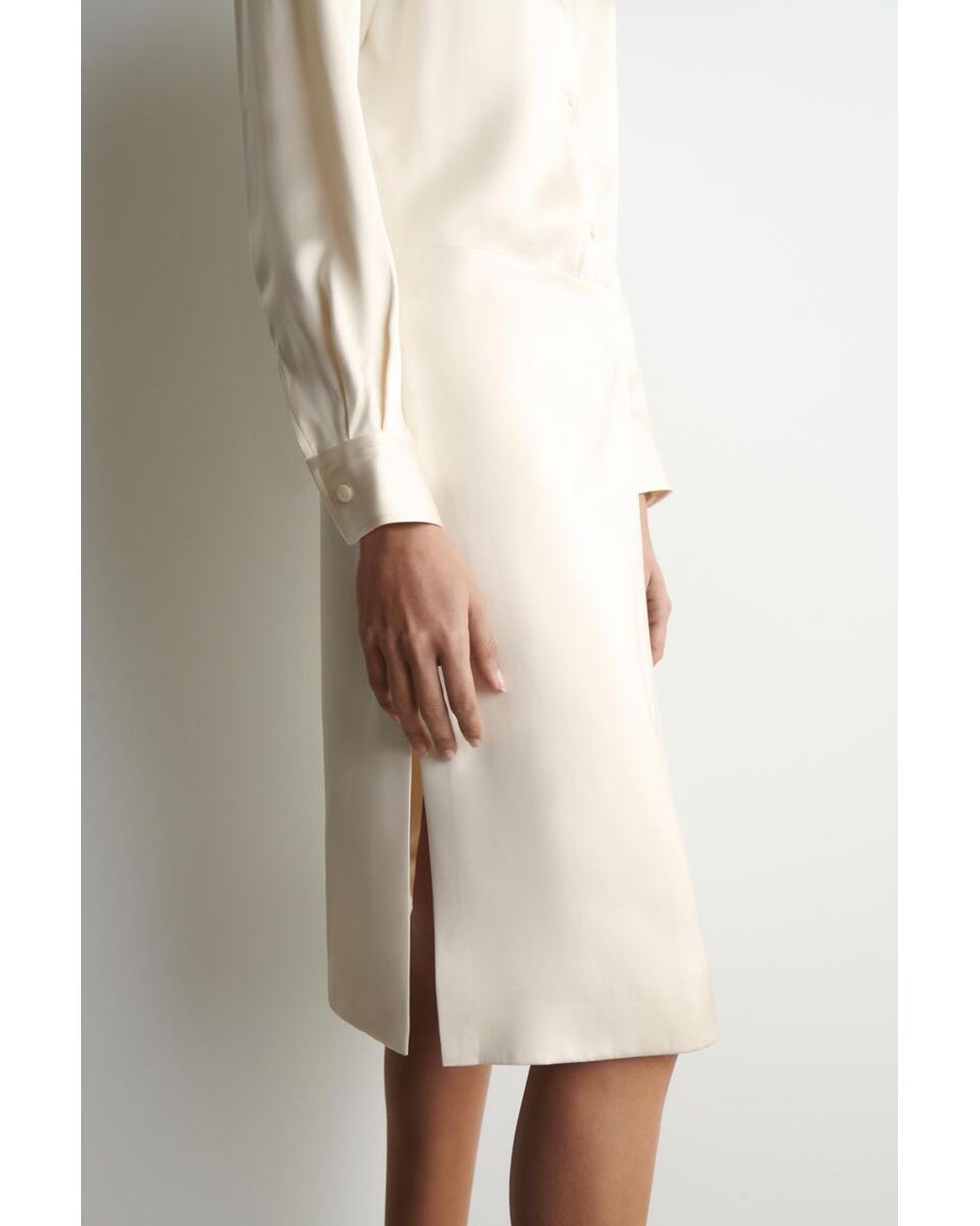 COS Natural Satin Wrap Skirt