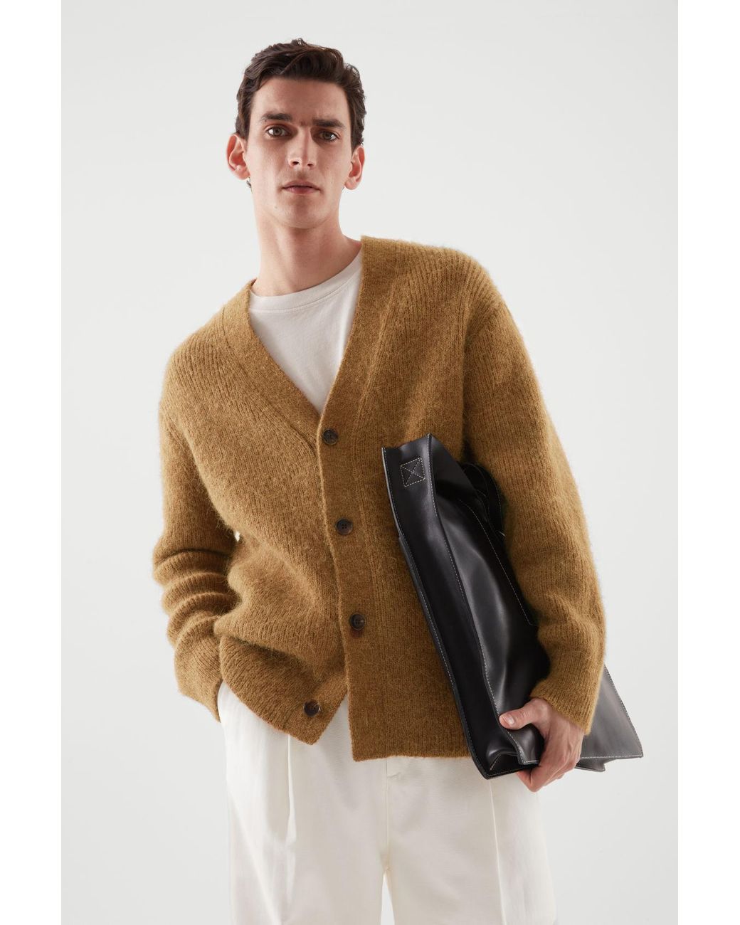COS Alpaca-wool Mix Oversized Cardigan in Natural for Men | Lyst