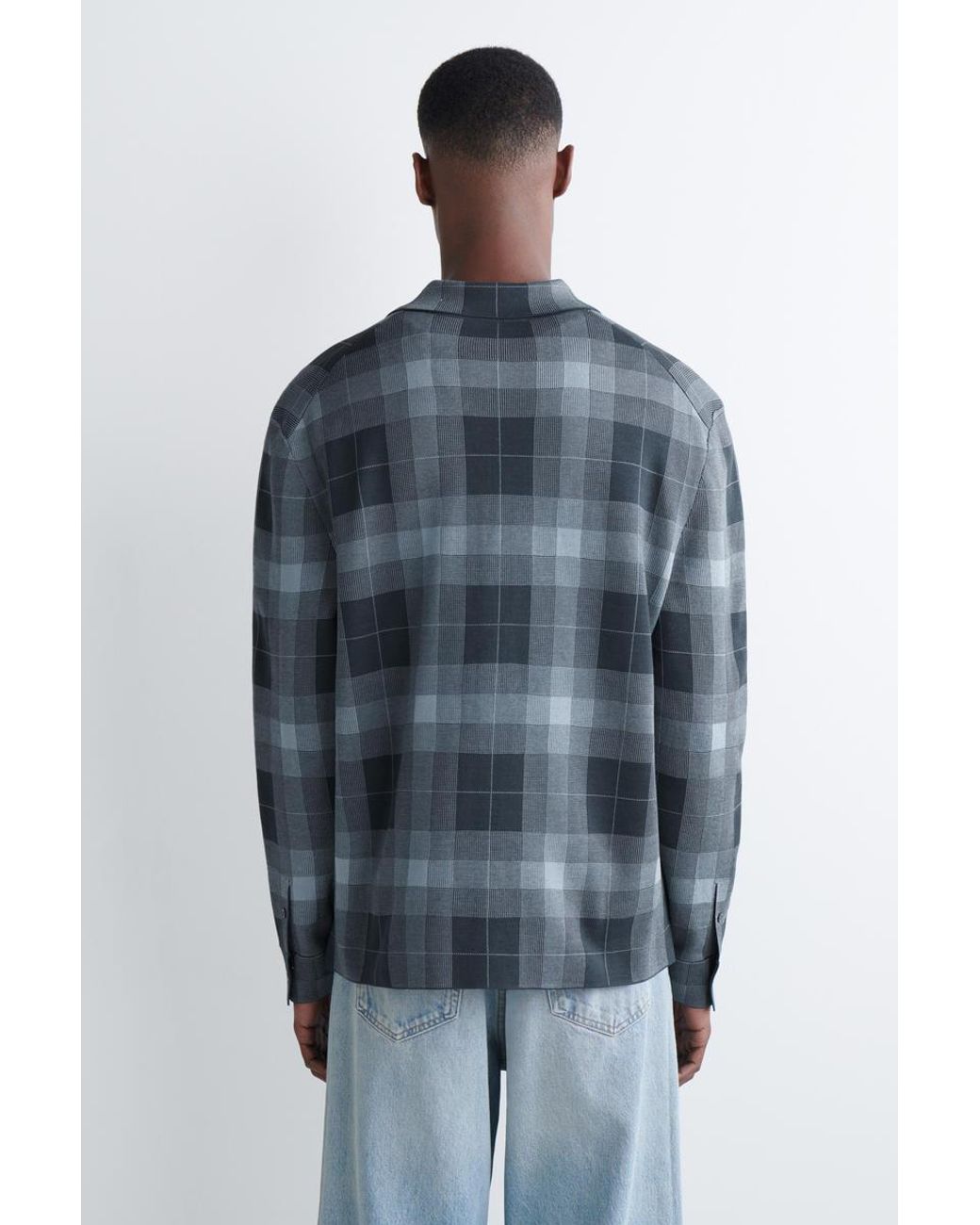 COS Blue Relaxed Knitted Cotton Shirt for men