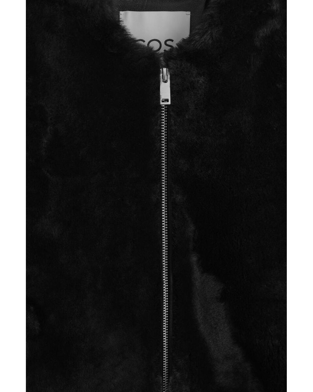 COS Black Padded Shearling Bomber Jacket for men