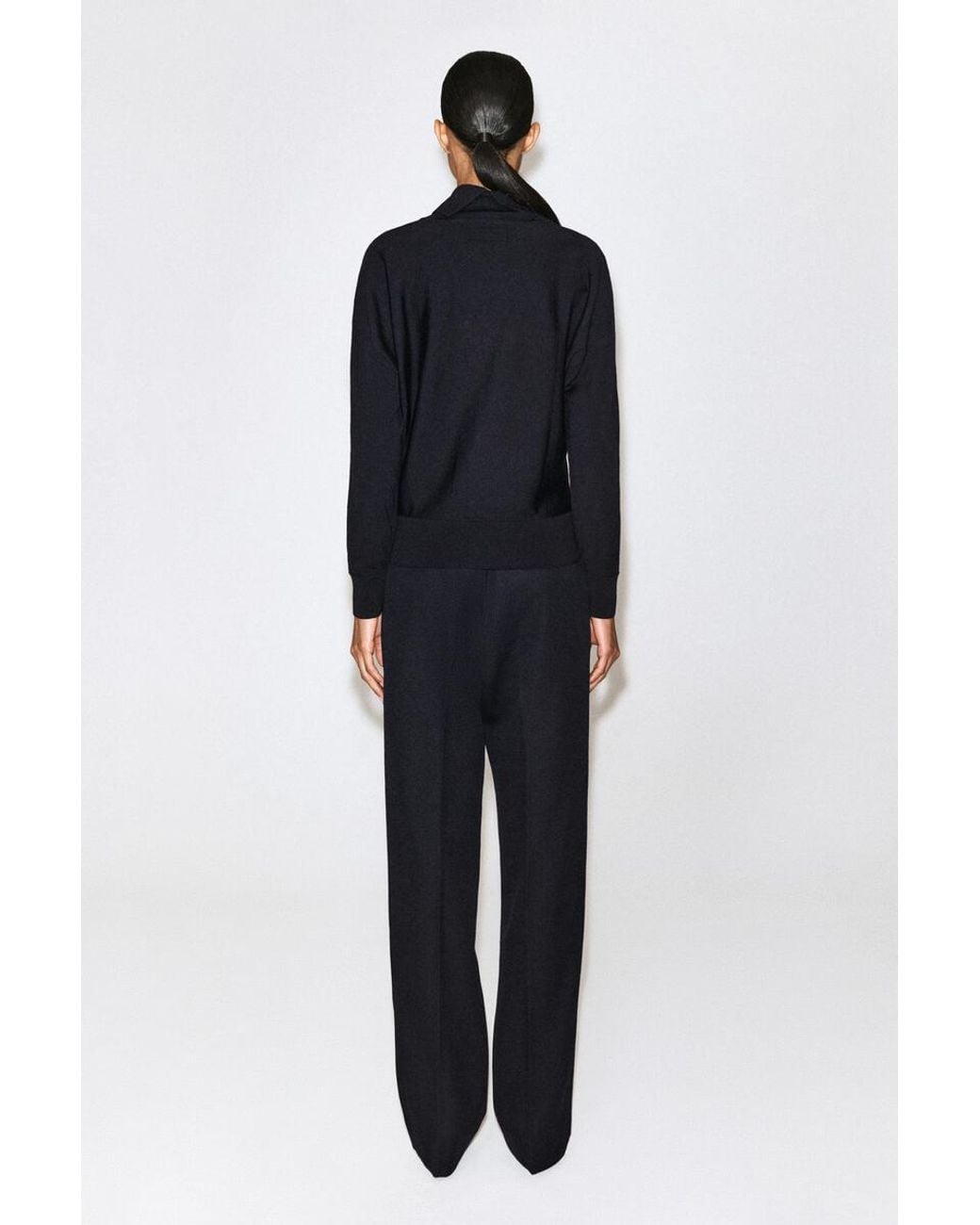 COS Blue Merino Wool Funnel-Neck Jumper