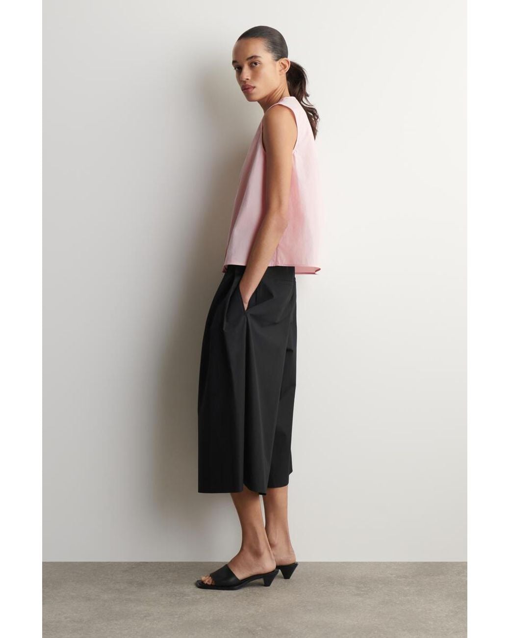 COS Pink Pleated Sleeveless Top