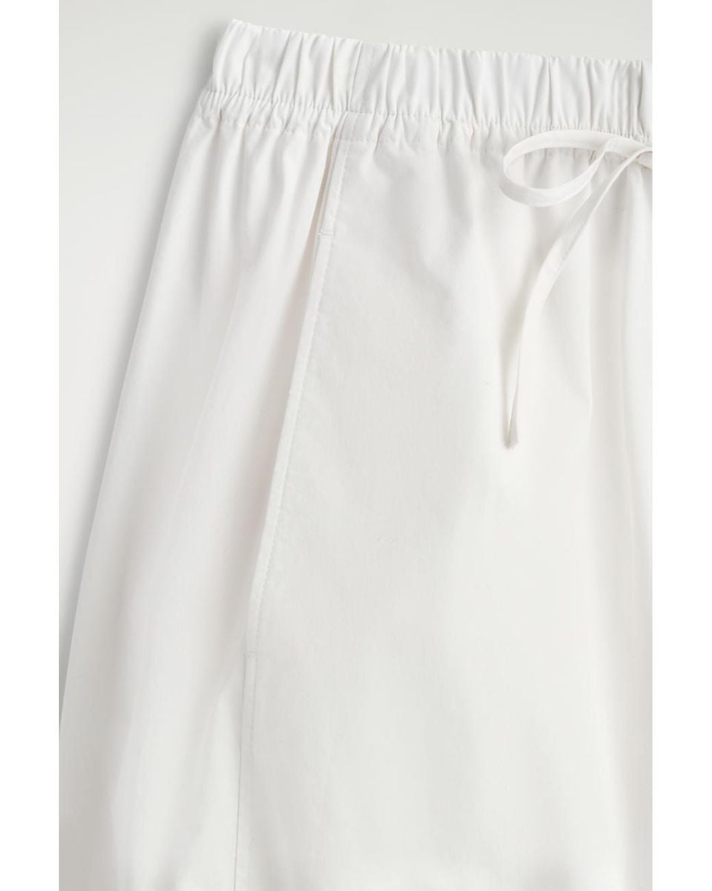 COS White Elasticated Barrel-Leg Trousers