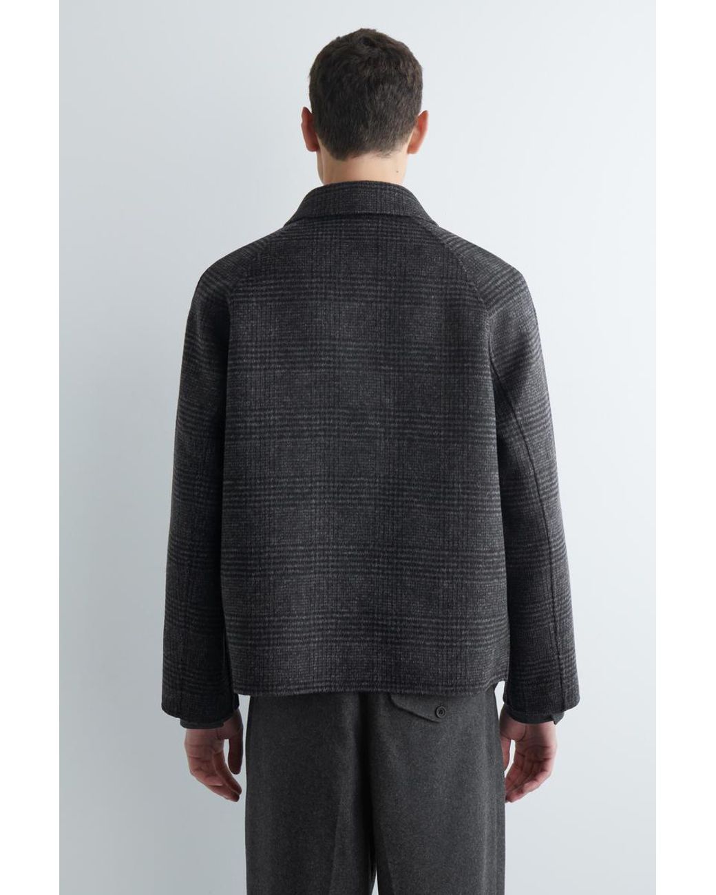 COS Black Reversible Checked Herringbone Wool Jacket for men