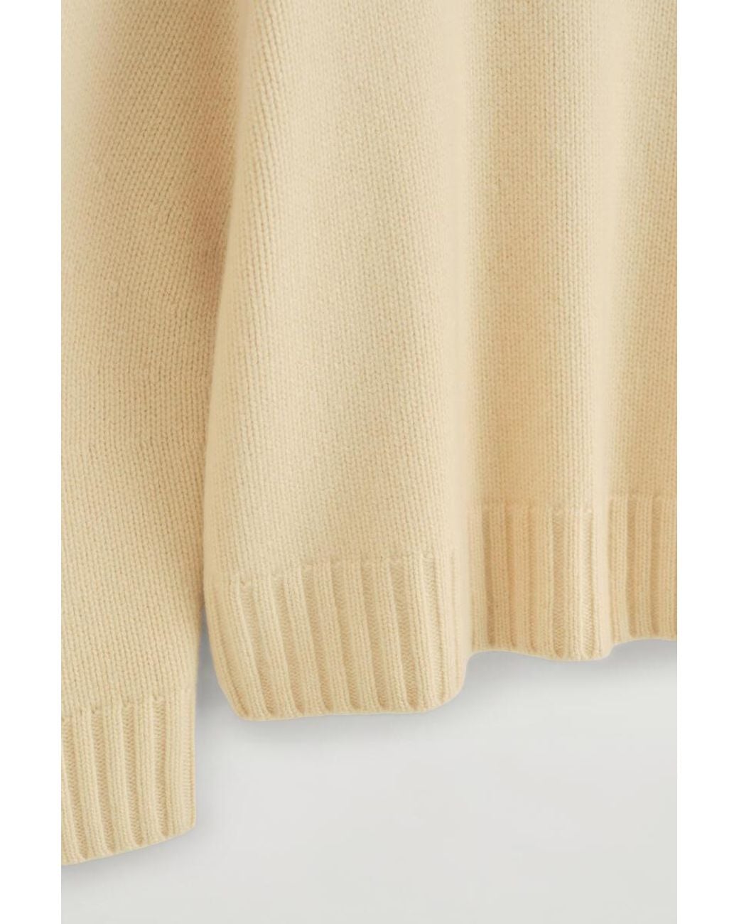 COS Natural Chunky Pure Cashmere Funnel-Neck Sweater