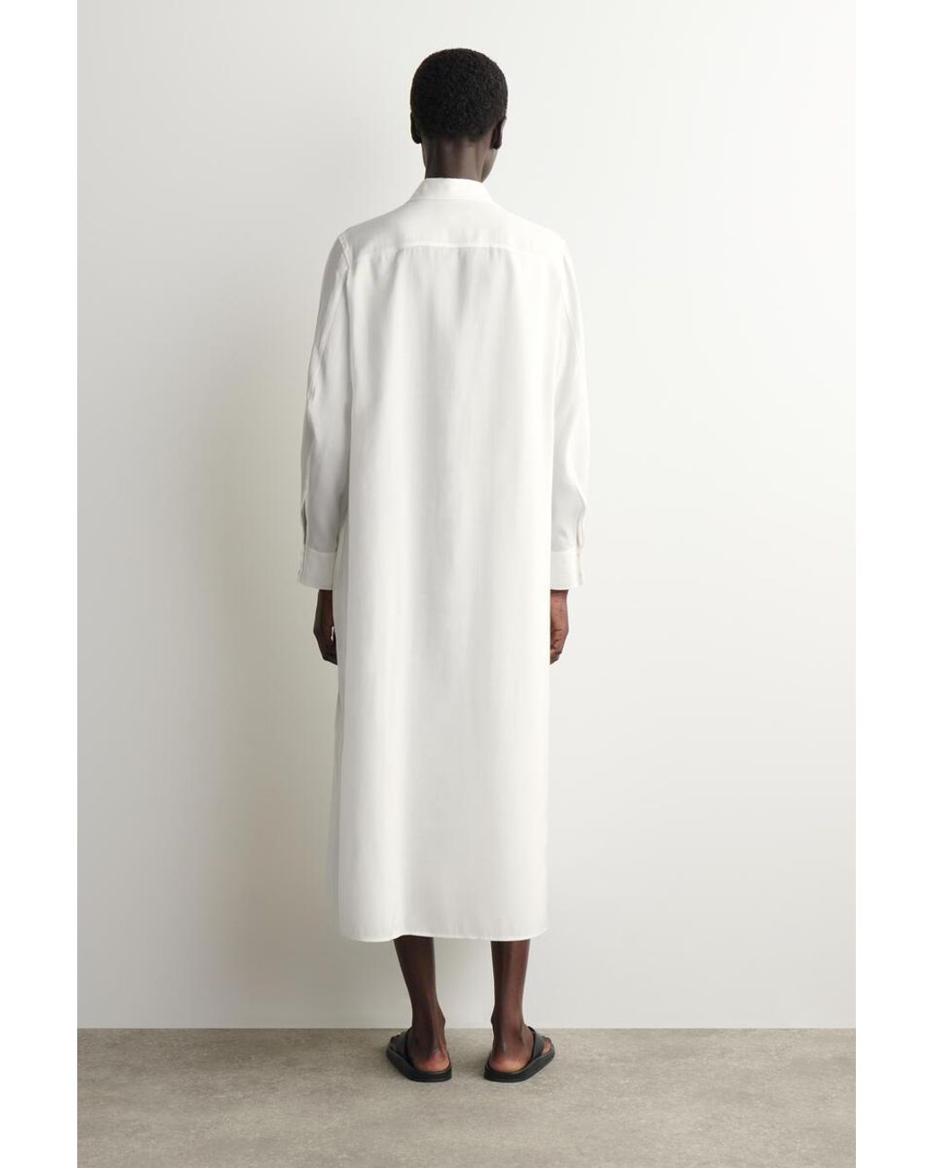 COS White Fluid Midi Shirt Dress