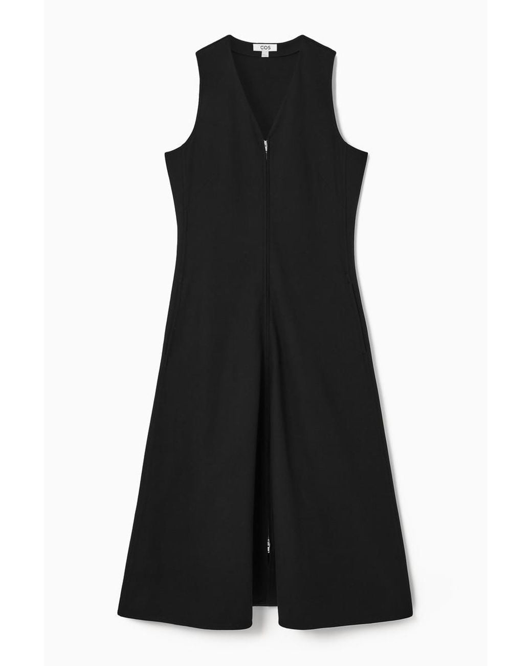 cos-black-Midikleid-Mit-V-