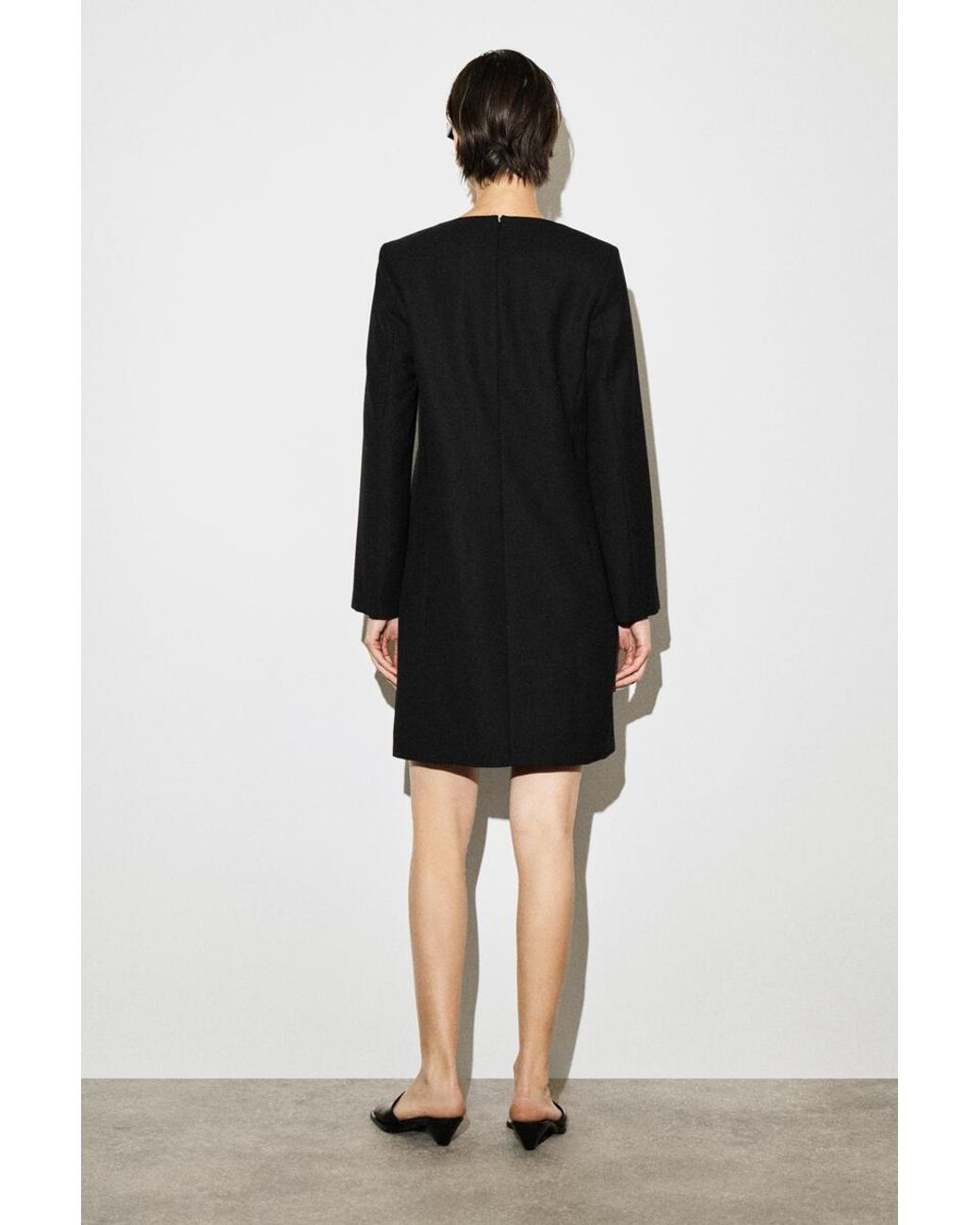 COS Black Tailored Wool-Blend Mini Dress