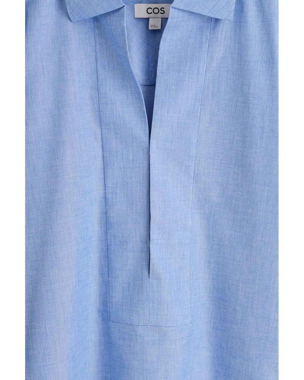 COS Blue Longline Cotton Shirt