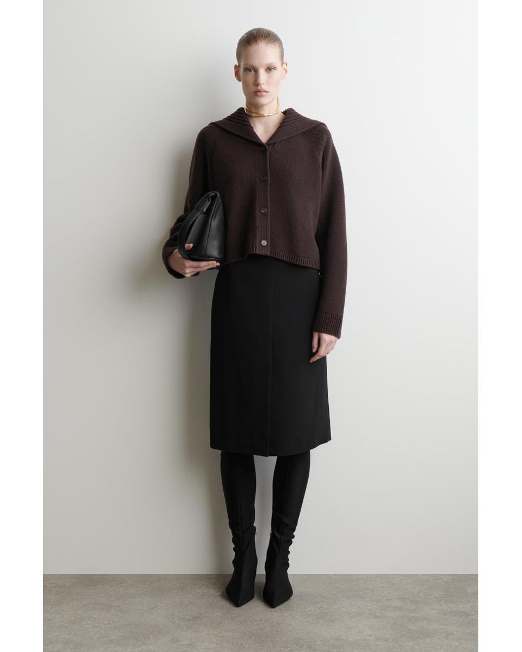 COS Black Sailor-Collar Wool Cardigan